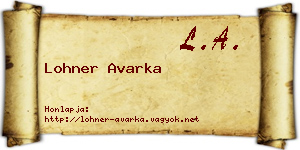 Lohner Avarka névjegykártya